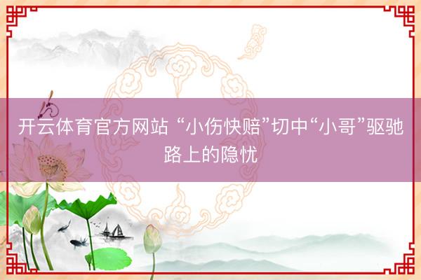 开云体育官方网站 “小伤快赔”切中“小哥”驱驰路上的隐忧