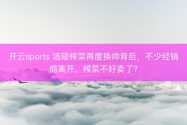 开云sports 涪陵榨菜再度换帅背后，不少经销商离开，榨菜不好卖了？