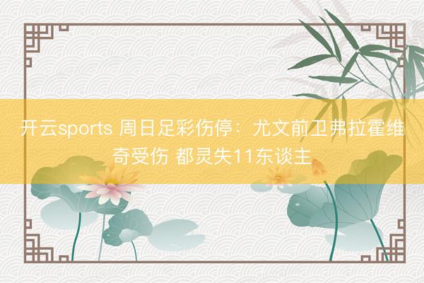 开云sports 周日足彩伤停：尤文前卫弗拉霍维奇受伤 都灵失11东谈主